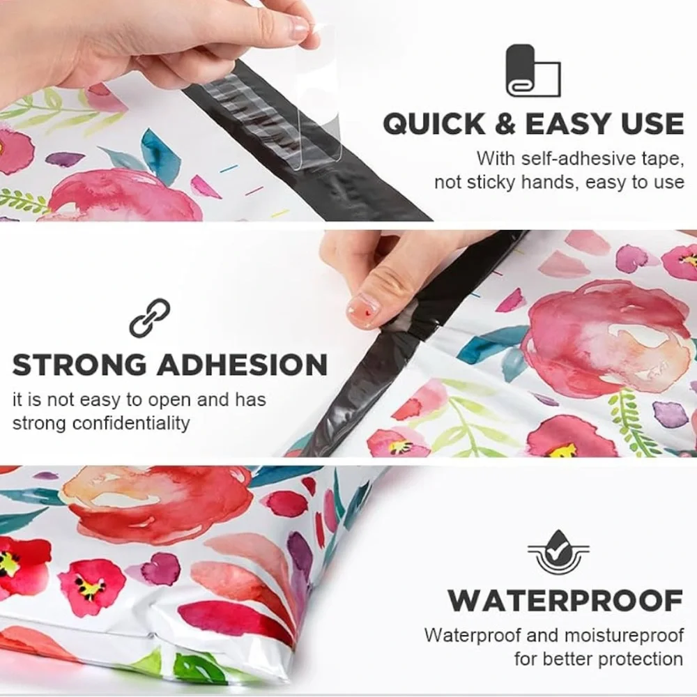 Pack‎ of 25 Floral 10x13 Polymailers